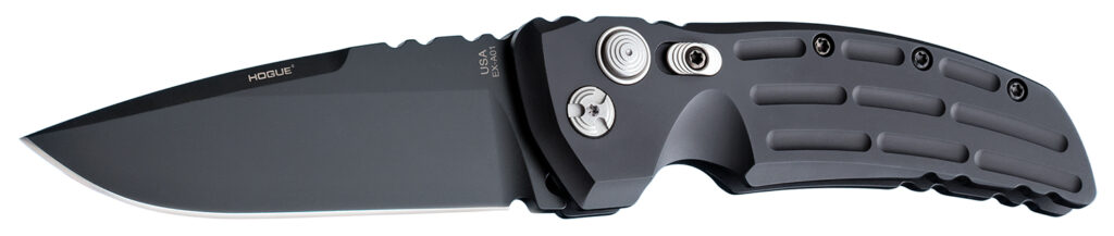 Hogue 34110 EX-A01  4" Folding Drop Point Plain Black Cerakote 154CM SS Blade/Matte Black w/Fluted texture Aluminum Handle