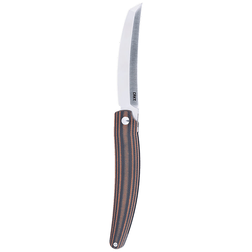 CRKT 5930 Ancestor EDC 3.60" Folding Tanto Plain Satin D2 Steel Blade, Black/Brown Stripe G10 Handle