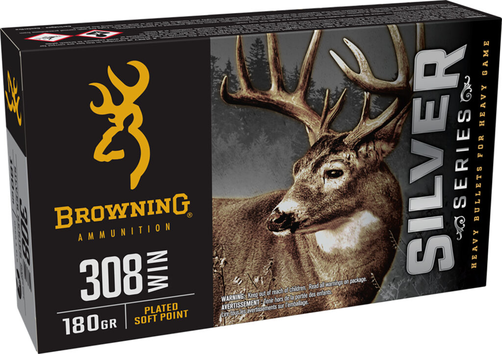 Browning Ammo B192603081  Silver 308Win 180gr Plated Soft Point 20 Per Box/10 Case