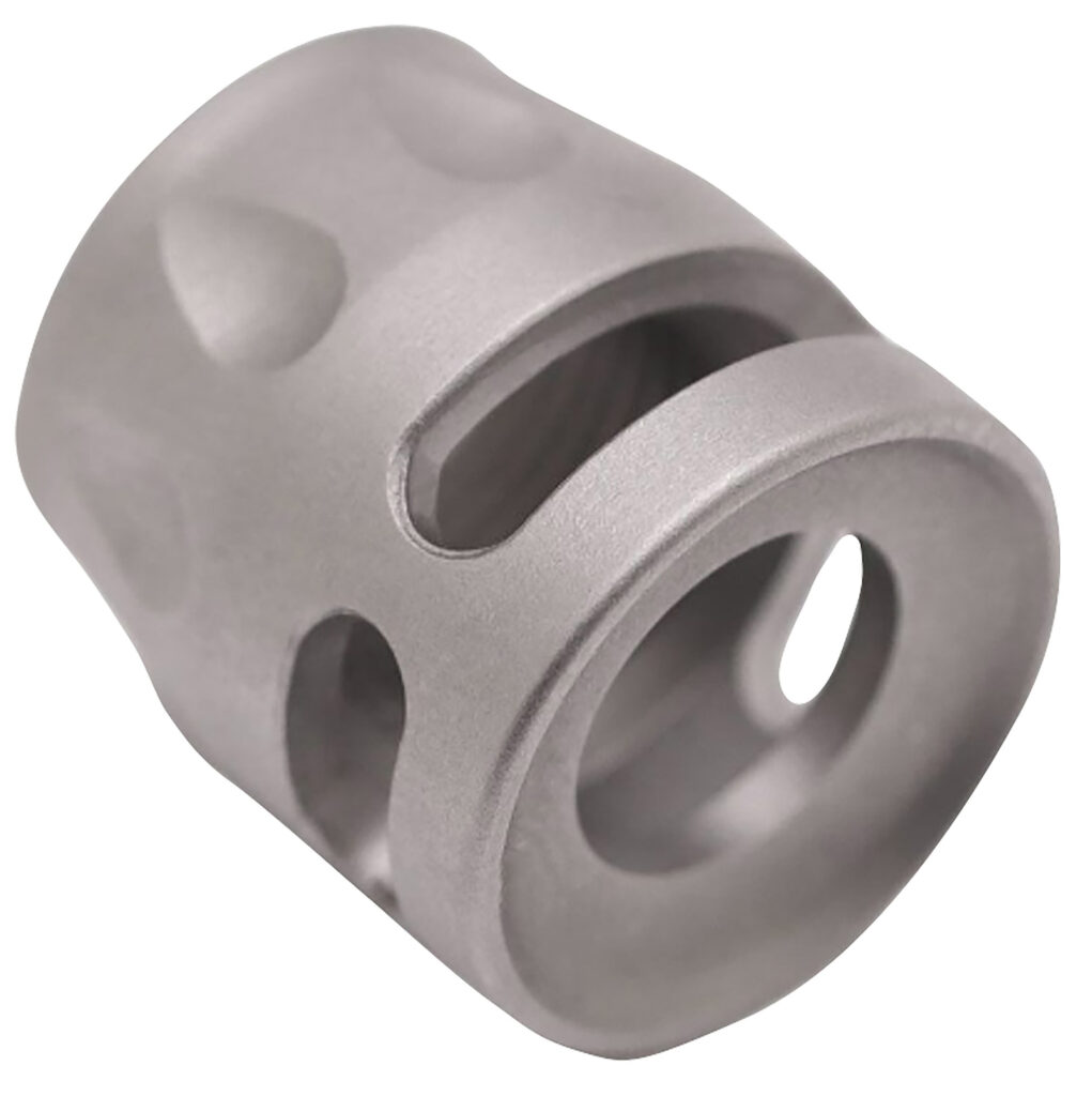 True Precision Inc TPSMICROSS Micro Compensator S-Type Satin Stainless 416R Stainless Steel 1/2"x28 Threads 9mm/380 ACP