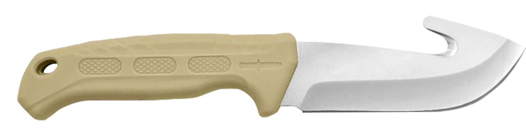 Camillus 19156 Roto  4" Fixed Drop Point/Gut Hook Plain Satin 420 Steel Titanium Bonded Blade, Tan PP/TPR Handle