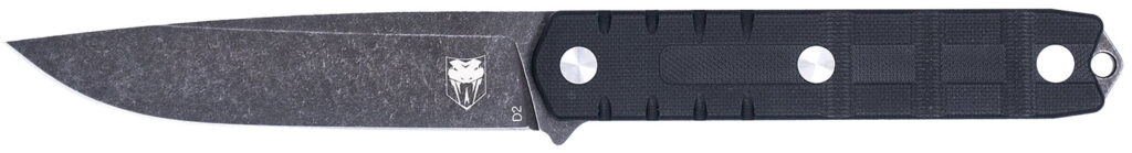 CobraTec Knives CTOWBLKDNS Outdoor Warrior 4.50" Fixed Drop Point Plain Stonewashed D2 Steel Blade, 4.75" Black Textured G10 Scales Handle