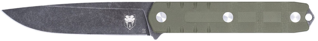 CobraTec Knives CTOWODGDNS Outdoor Warrior 4.50" Fixed Drop Point Plain Stonewashed D2 Steel Blade, 4.75" OD Green Textured G10 Scales Handle