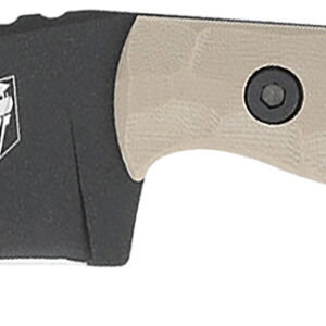CobraTec Knives CTKPTAN KingPin EDC 4" Fixed Drop Point Plain Black Powder Coated D2 Steel Blade, 4" Tan Textured G10 Scales Handle