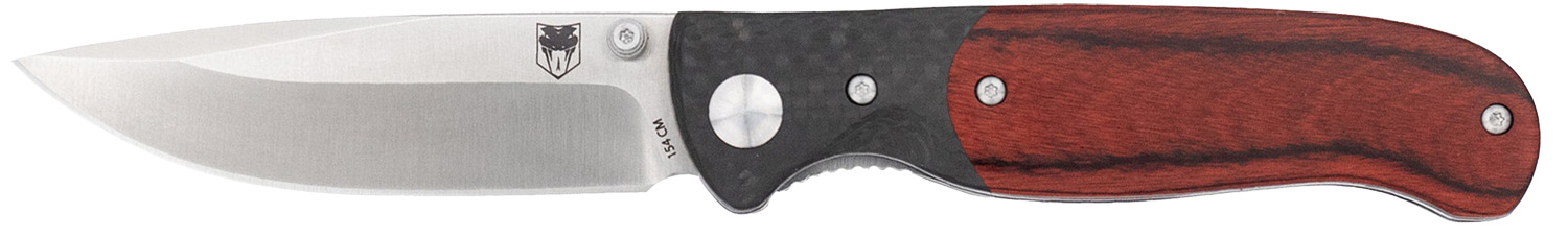 CobraTec Knives CTBRN Baron EDC 3.25" Folding Drop Point Plain Satin 154CM SS Blade, 4.25" Carbon Fiber/Pakkawood Handle