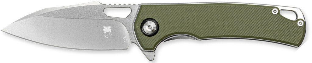 CobraTec Knives CTCLNHRBLK Wolverine 3.12" OTF Drop Point Plain Satin TiCN D2 Steel Blade, 4.25" Green Textured G10 Handle