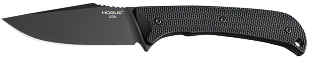 Hogue 35869 Extrak  3.30" Fixed Clip Point Plain Black Cerakote CPM M4 Tool Steel Blade, Black Textured G10 Scales Handle