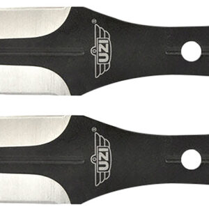 Uzi Accessories UZKTRWTZP Throwing Knives  Two Fixed Plain Black/Silver Stainless Steel Blade, Black Stainless Steel Handle, Includes Nylon Holster