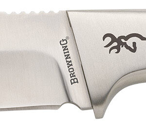 Browning 3220537 Sage Creek Large 4.50" Fixed Clip Point Plain Satin 9Cr14MoV SS Blade, Brown Zebra Wood Handle