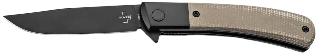 Boker 01BO931 Modern Gentleman 2.95" Plain Black Nitro-V Blade Green Micarta Handle