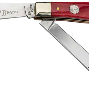 Boker 110830 Trapper Plain D2 Steel Blade Smooth Red Bone Bone Handle