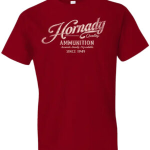 Hornady Gear 31872 Vintage Script  Red Cotton Semi-Fitted Medium