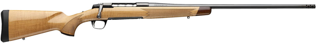 Browning 036080282 X-Bolt 2 Medallion 6.5 Creedmoor 4+1 22" Blue Polished Threaded Barrel & Drilled & Tapped Carbon Steel Receiver, Fixed Gloss AAAA Maple Wood Stock, Radial Muzzle Brake