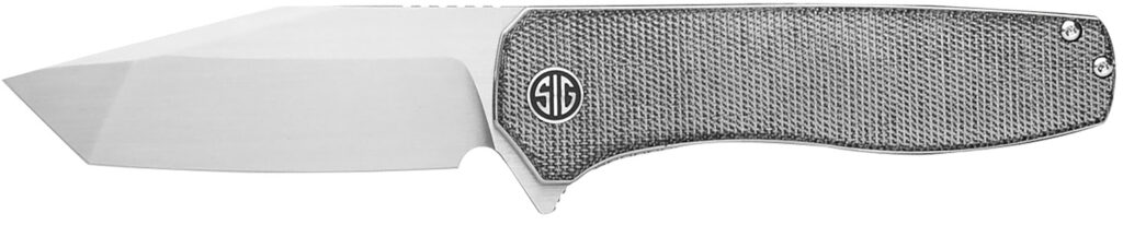 Sig Sauer Knives XI6SB Xiphos  3.40" Folding Modified Tanto Plain Satin Nitro-V Blade, 4.20" Salt & Pepper Micarta Handle