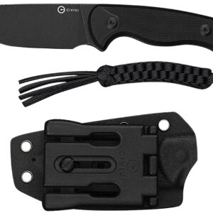 Civivi Knives C23094-1 Timberbark 3.20" Fixed Drop Point Plain Black Stonewashed 14C28N Steel Blade, 3.69" Black Textured G10 Handle
