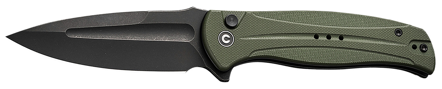 Civivi Knives C23053-2 Incindie 3.48" Folding Spear Point Plain Black Stonewashed 14C28N Steel Blade, OD Green Textured G10 Handle