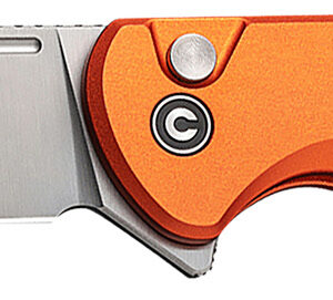 Civivi Knives C20022B-2 Chevalier II EDC 3.47" Folding Sheepsfoot Plain Satin 14C28N Steel Blade, Orange Aluminum Handle