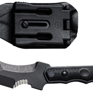Civivi Knives C20037B-1 Orthrus 3.76" Fixed Karambit/Straight Black Stonewashed Nitro-V Steel Blade, 4.30" Black w/Finger Ring G10 Handle