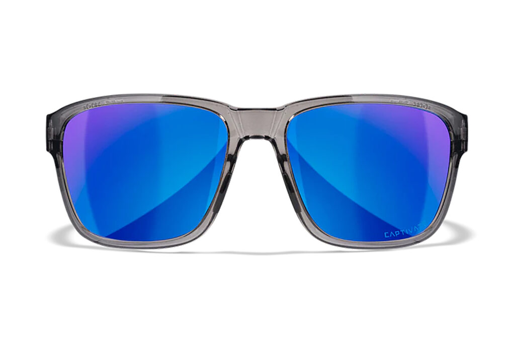 Wiley X AC6TRK09 Trek  M/L Blue Mirror Lens Polycarbonate Gloss Crystal Dark Gray Frame
