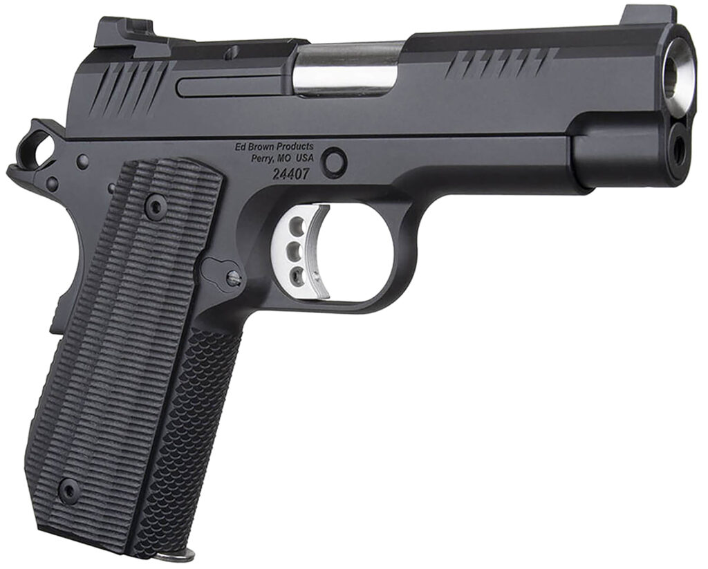 Ed Brown EVOKC9LW 1911 EVO KC Lightweight 9mm Luger 7+1 4" Stainless Bull Barrel, Black Gen4 Serrated Slide, Black Gen4 Carbon Steel Frame w/Beavertail, Black Grips