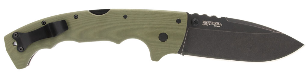 Cold Steel CSFL50MAX 5-Max  5" Folding Drop Point Plain Black Stonewashed S35VN Blade, 7.13" OD Green Textured G10 Handle