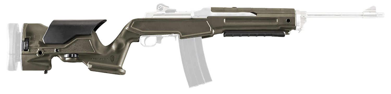Archangel AAMINIOD Precision Stock OD Green Synthetic Fixed with Adjustable Cheek Riser for Ruger Mini-14, Mini Thirty