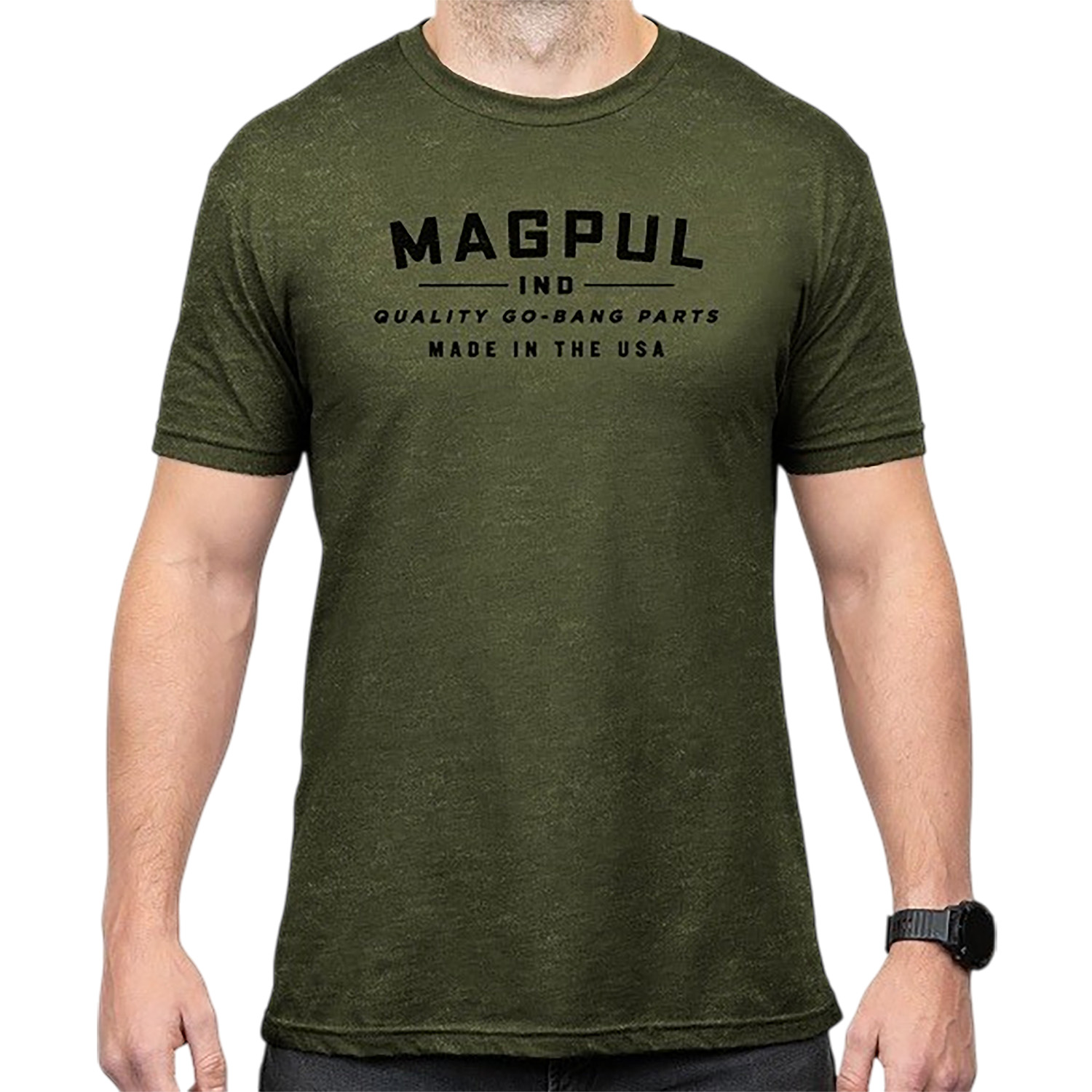 Magpul MAG1112-317 Go Bang Parts Olive Drab Heather Cotton/Polyester Short Sleeve Small
