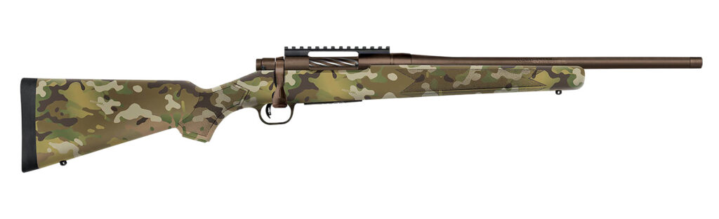Mossberg 28280 Patriot Compact 350 Legend 4+1 18" Patriot Brown Cerakote Threaded Bull Barrel, Patriot Brown Cerakote Steel Receiver w/Picatinny Rail, MultiCam Fixed Synthetic Stock