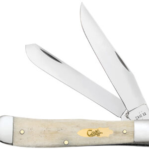 Case 11020 Trapper Folding Clip Point/Spey Plain Mirror Polished Tru-Sharp SS Blade, Smooth Natural Bone Handle