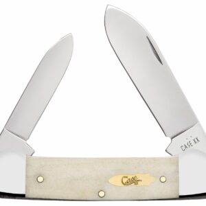 Case 11023 Canoe Folding Pen/Spear Plain Tru-Sharp SS Blade, Smooth Natural Bone Handle