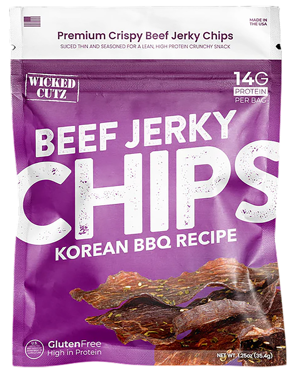 Wicked Cutz WCBC01KB Korean BBQ Beef Jerky Chips 8 Pack