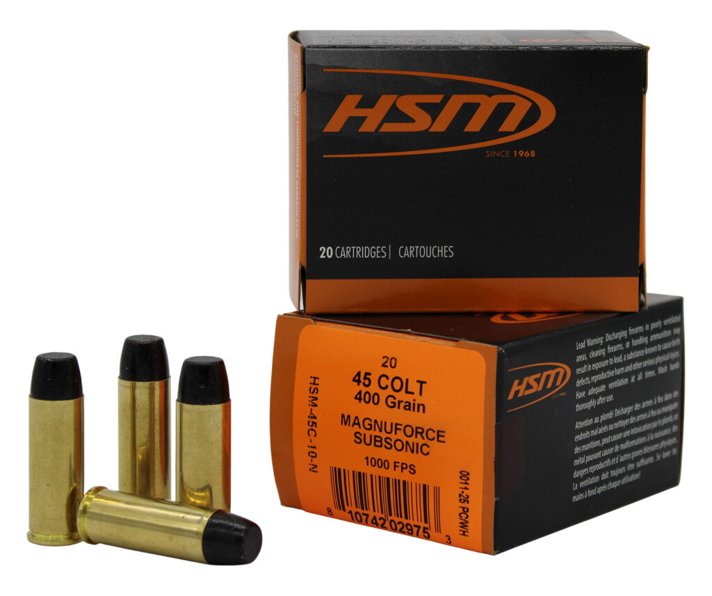 HSM 45C10N 45Colt Subsonic 400gr Hard Cast Long Flat Nose 20 Per Box/20 Case