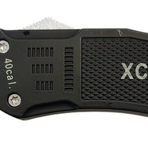 Xcaliber Knife Company  40 Cal  Large 3.80" OTF Tanto Part Serrated Black 440C SS Blade, 5.30" Steel Handle