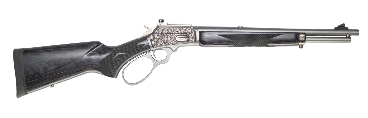 Cnc Firearms CNCRAZ10MM Marlin 1894 SBL Wild Boar 10mm Auto 16" Polished Stainless Steel, Polished Engraved Receiver, Gray Fixed Laminate Stock