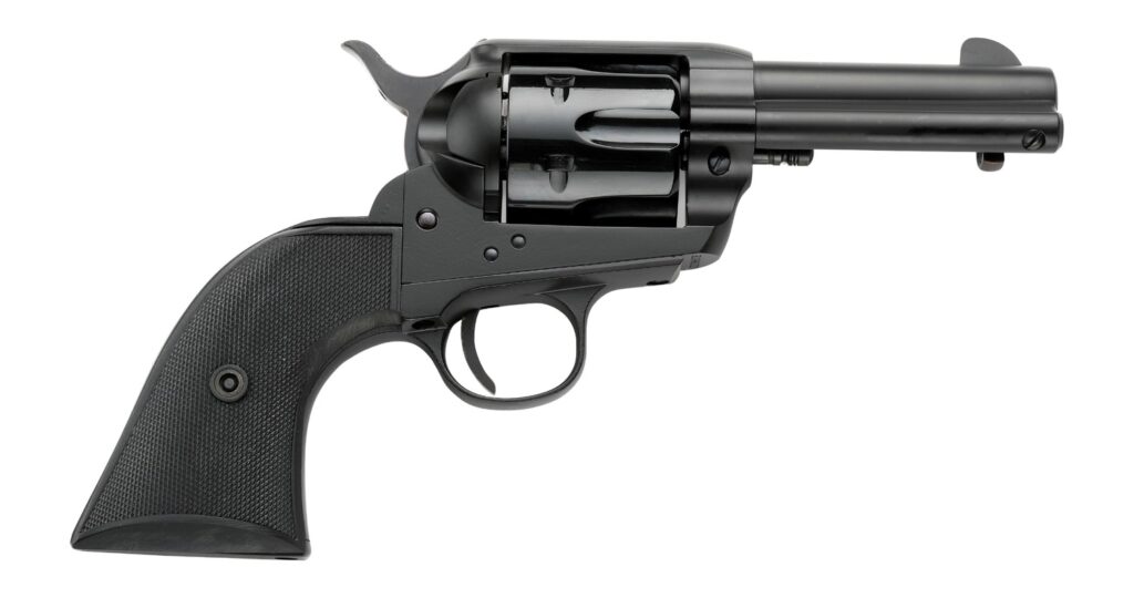 Pietta PFI38ALLOYAS312CB 38 Super 6 Shot 3.50" Matte Black Steel Frame & Barrel, Black Checkered Grip
