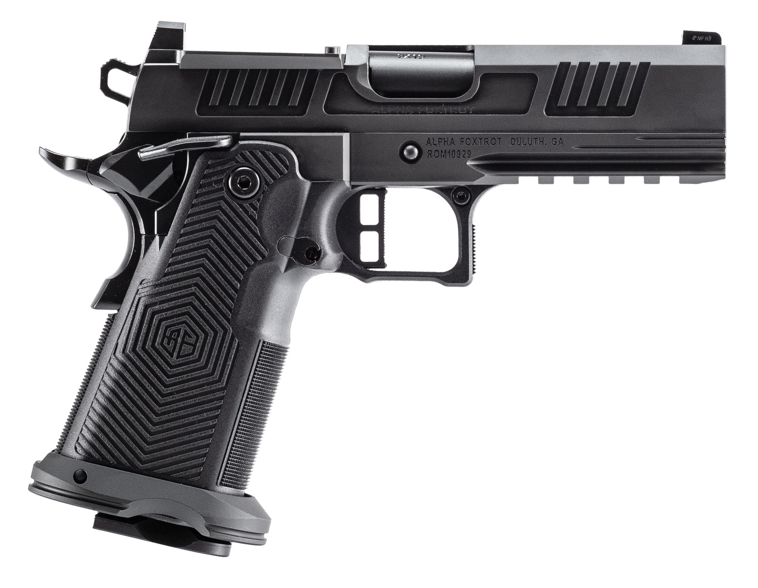 Alpha Foxtrot AA39X4CID-XDBK13 AF1911 Romulus 45 ACP 13+1 4.25" Black DLC Stainless Steel Bull Barrel, Optic Ready/Serrated Slide & Frame w/Beavertail & Picatinny Rail, RMR/RMSc Footprint