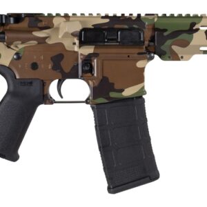 Shark Coast Tactical SCC07206M81-P Woodland Camo 5.56 NATO 30+1 Black Nitride Threaded Barrel, Aluminum Receiver w/Picatinny Rail, M-LOK Handguard, Polymer SB Tactical SBA3 Brace, Magpul MOE Grip, Rig