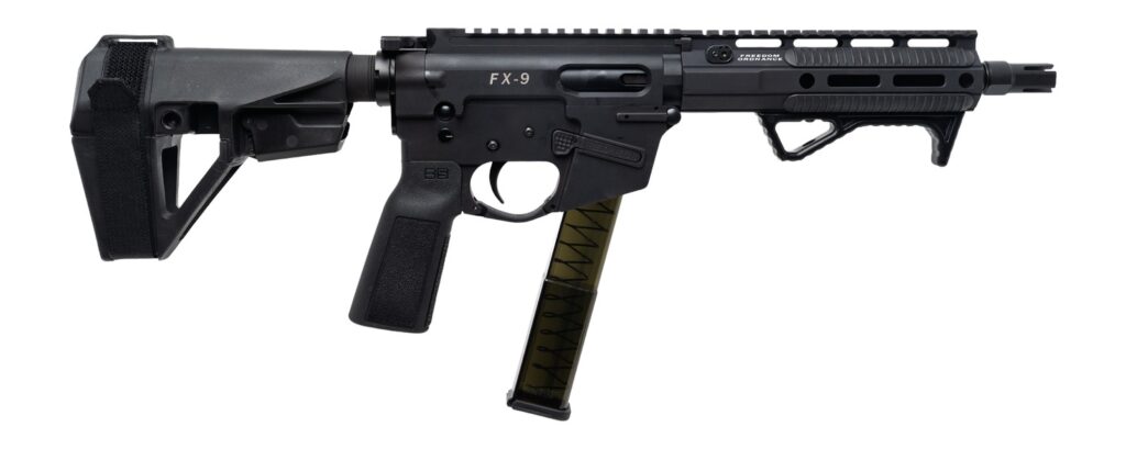 Freedom Ordance FX9P8E-BLK FX9P Elite 9mm Luger 8" Black Nitride Threaded Barrel, Black Anodized Aluminum Receiver w/Picatinny Rail, M-LOK Handguard, Black Polymer SB Tactical SBA5 Brace, Black Polyme