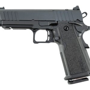 Tisas Arms 12500018 1911 DS Carry 9mm Luger 17+1 4.25" Black Cerakote Carbon Steel Serrated Slide, Black Cerakote Carbon Steel Frame w/Accessory Rail & Beavertail, Polymer Grip