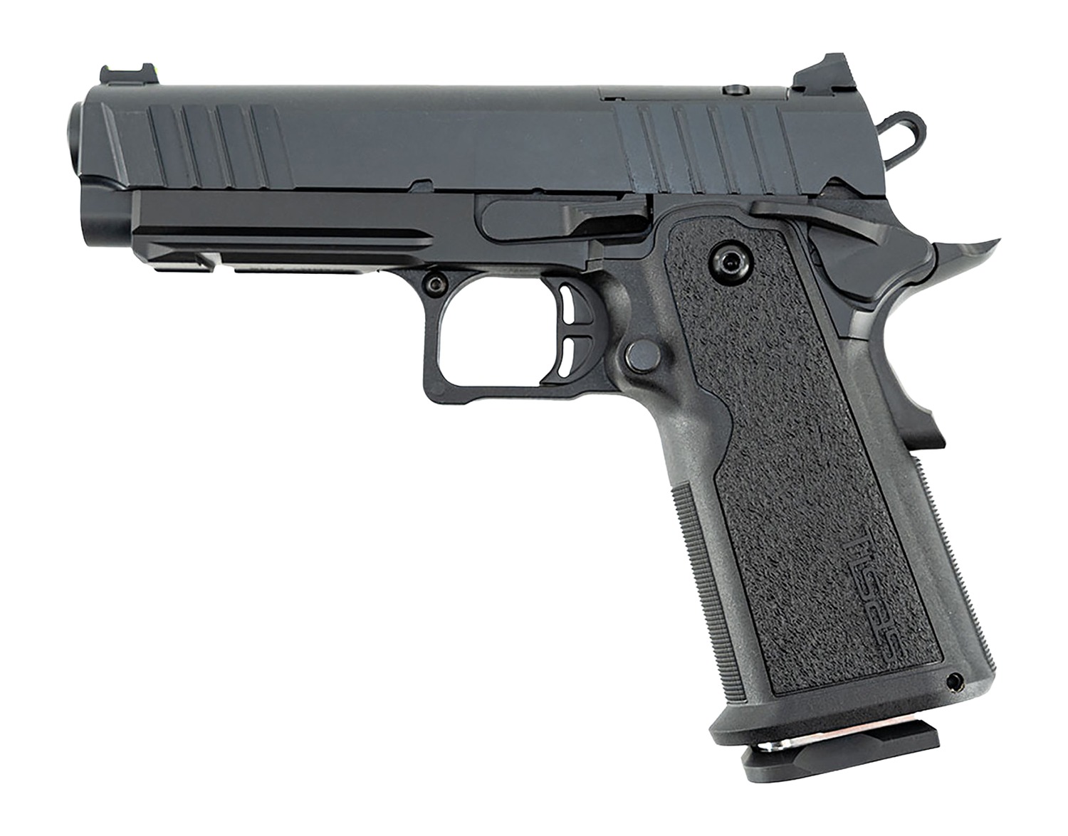 Tisas Arms 12500018 1911 DS Carry 9mm Luger 17+1 4.25" Black Cerakote Carbon Steel Serrated Slide, Black Cerakote Carbon Steel Frame w/Accessory Rail & Beavertail, Polymer Grip