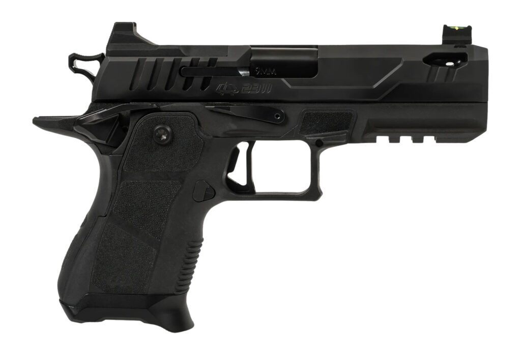 Oa Defense  2311 Pro Compact Frame 9mm Luger 15+1 4.25" Ported Barrel, DLC Black Steel Optic Ready/Serrated Slide, Black Aluminum Frame w/Picatinny Rail, Black Polymer Grip, Ambidextrous