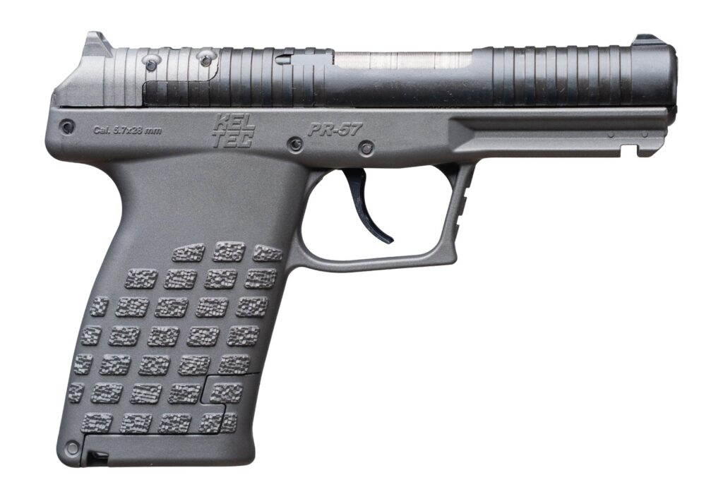 Kel-Tec PR57TNG PR-5.7 Compact Frame 5.7x28mm 20+1 4" Stainless Steel Rotary Barrel, Black Optic Ready/Serrated Slide, Tungsten Gray Frame & Textured Grip