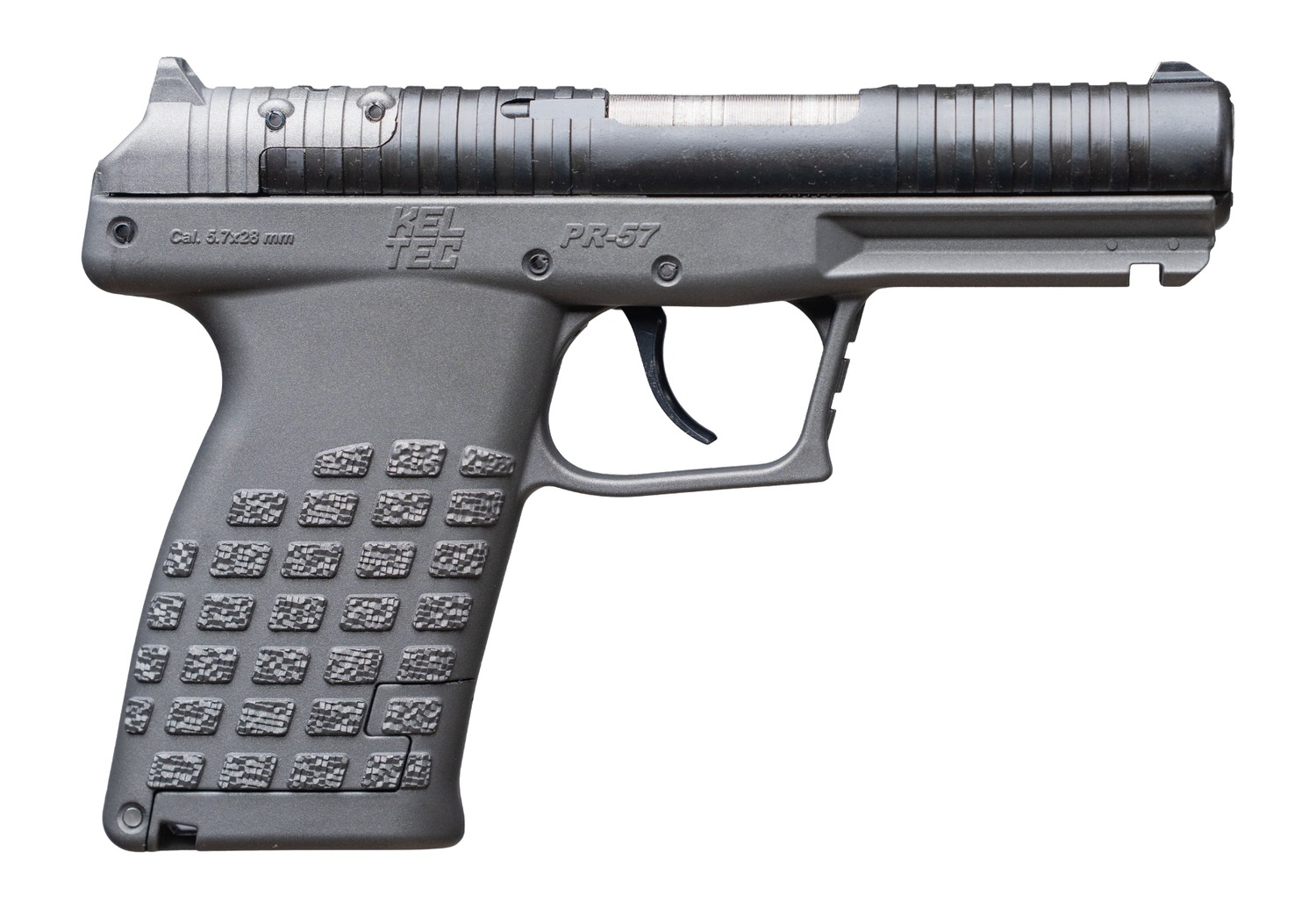 Kel-Tec PR57TNG PR-5.7 Compact Frame 5.7x28mm 20+1 4" Stainless Steel Rotary Barrel, Black Optic Ready/Serrated Slide, Tungsten Gray Frame & Textured Grip
