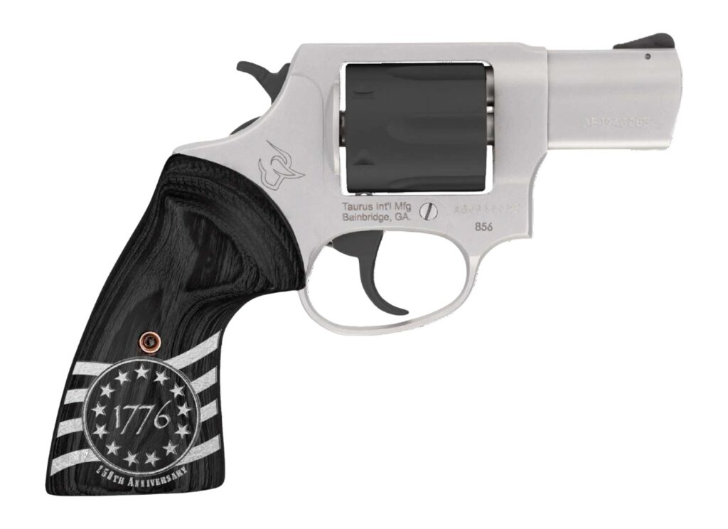 Taurus 2-85635-US3 856 1776 Small 38 Special +P 6 Shot 3" Stainless Steel Barrel, Black Stainless Steel Cylinder, Stainless Steel Frame, Custom Altamont Grip, Transfer Bar Safety