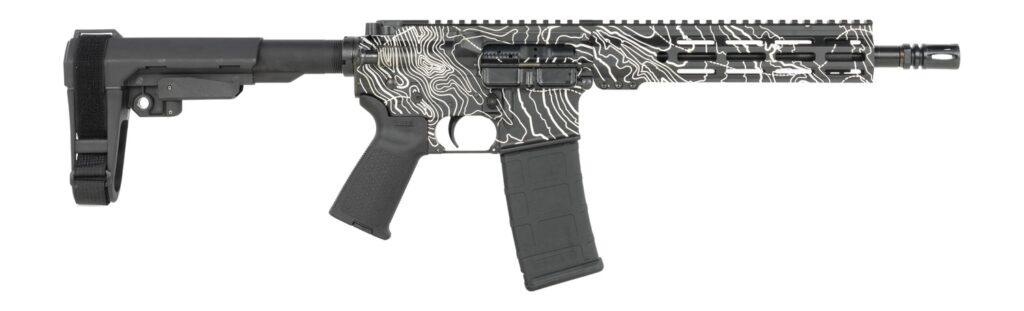 Shark Coast Tactical SCC07312TOPO-P Topography  5.56 NATO 30+1 10.50" Black Nitride Threaded Barrel, Aluminum Receiver w/Picatinny Rail, M-LOK Handguard, Black Polymer SB Tactical SBA3 Brace, Polymer