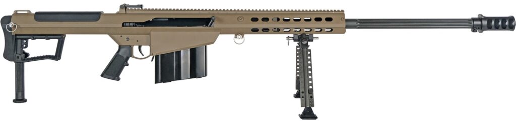 Barrett 20186 M107A1  50 BMG 10+1 20" Fluted Barrel, Flat Dark Earth Receiver w/Picatinny Rail, M-LOK Handguard, QD BiPod Forend, Black Polymer Grip