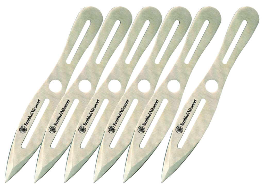 Smith & Wesson Knives SWTK8CP Bullseye Throwing Knives 4.50" Fixed Spear Point Plain 2Cr13MoV SS Blade, 2Cr13 Stainless Handle, 8" OAL, 6 Pack