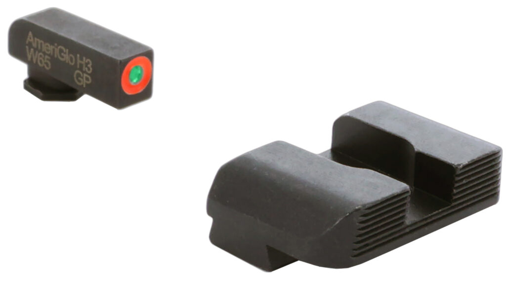 AmeriGlo GL434 Protector Sight Set for Glock  Green Tritium Orange Outline Front Sight-Black Serrated Rear Sight