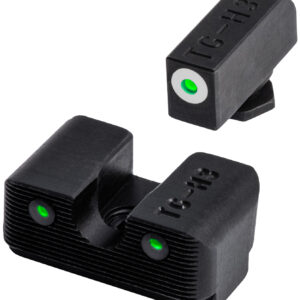 TruGlo TG231G1W Tritium Pro Low, White Outline Tritium Front/Green Tritium Rear/Black Nitride Fortress Frame, Compatible w/Most Glock Except MOS, Front Post/Rear Dovetail Mount