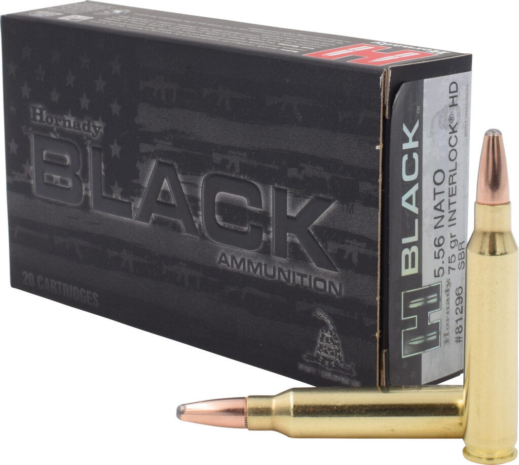 Hornady 81296 Black  5.56x45mmNATO 75gr InterLock Heavy Duty 20 Per Box/10 Case